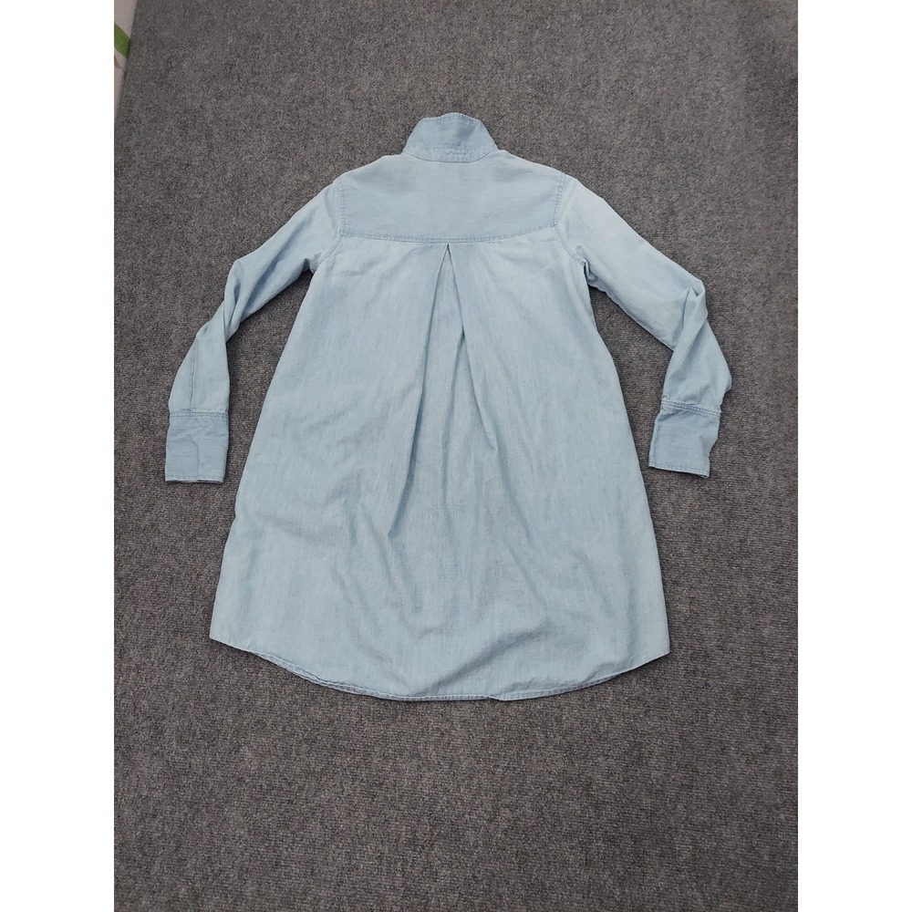 Baldwin Shirt Dress Womens Medium Blue Chambray Long Sleeve Button Up Pockets - Picture 2 of 12